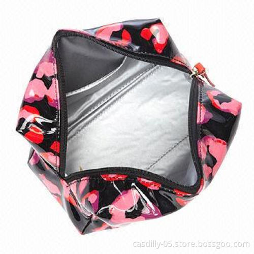Cosmetic bag, measures 6.5 x 3.5 x 3 inches